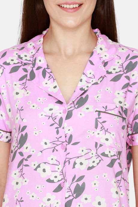 Coucou Woven Printed Pyjama Set - Pink Lady — image 5